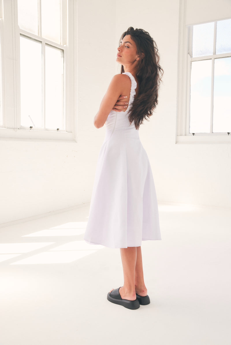 Maddy Midi Dress in White