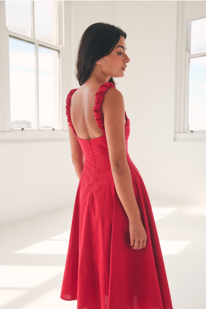 Maddy Midi Dress in Red