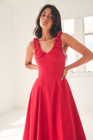 Maddy Midi Dress in Red