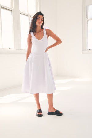 Maddy Midi Dress in White