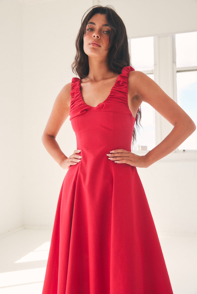 Maddy Midi Dress in Red