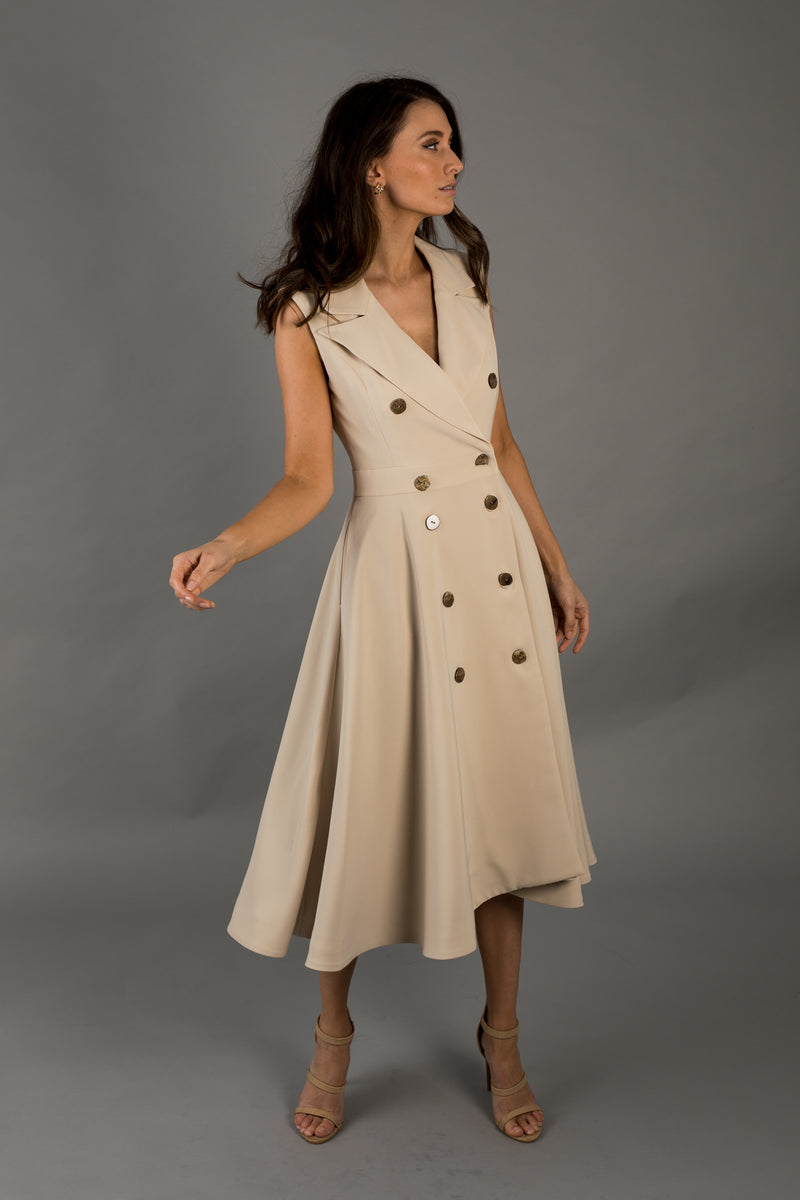 Rhodes Sleeveless Midi Cream Dress