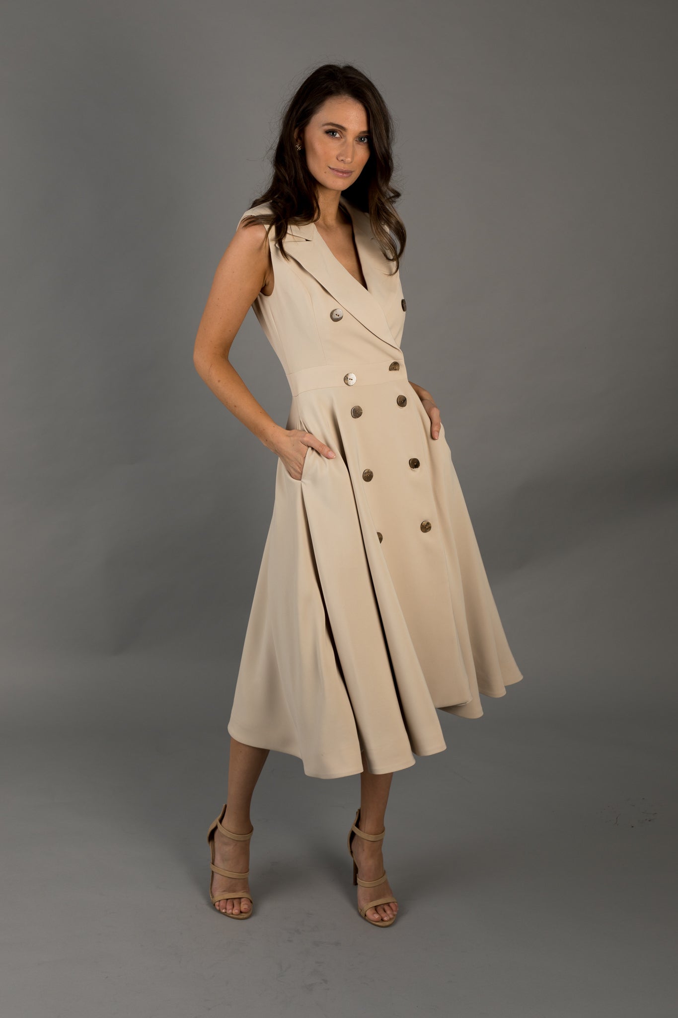 Rhodes Sleeveless Midi Cream Dress – SJ COLLECTION