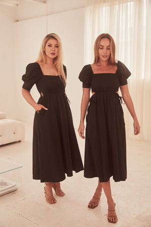 Guinevere Black Midi Dress