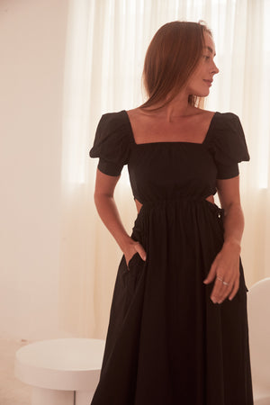 Guinevere Black Midi Dress