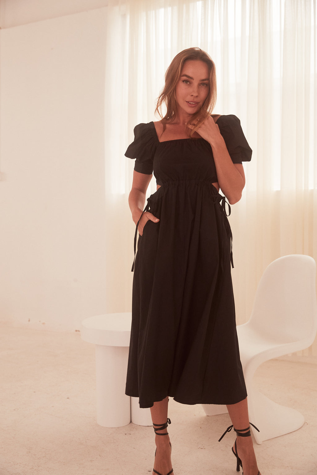 Guinevere Black Midi Dress