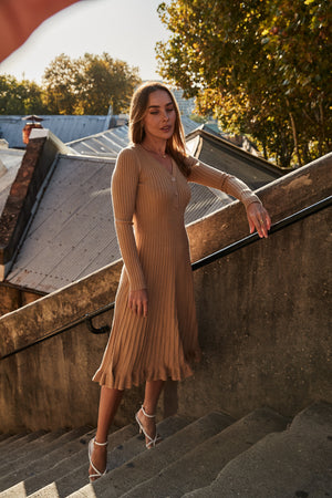 Evelyn Knit Midi Dress (Butterscotch)